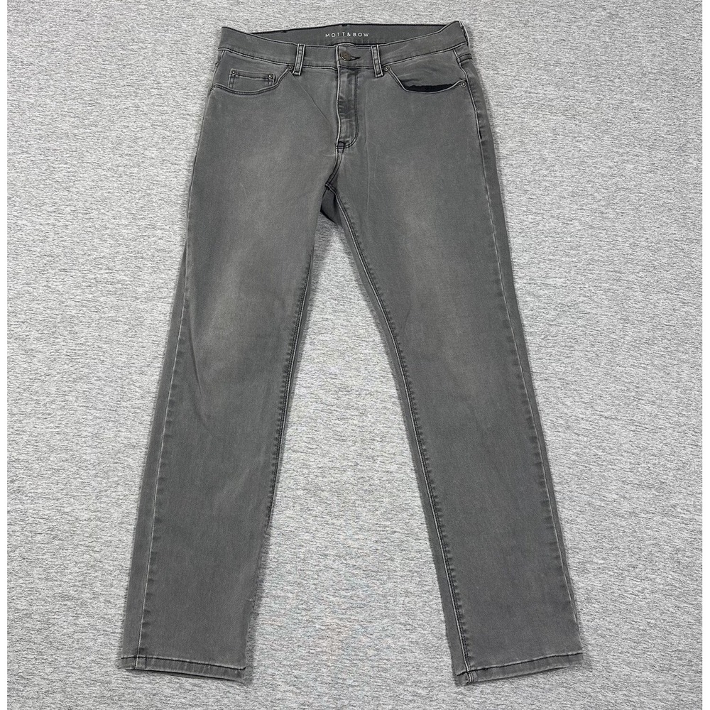 Mott & Bow Jeans Mens Size 31x30 Gray Slim Straight Stretch 5-Pocket Preppy